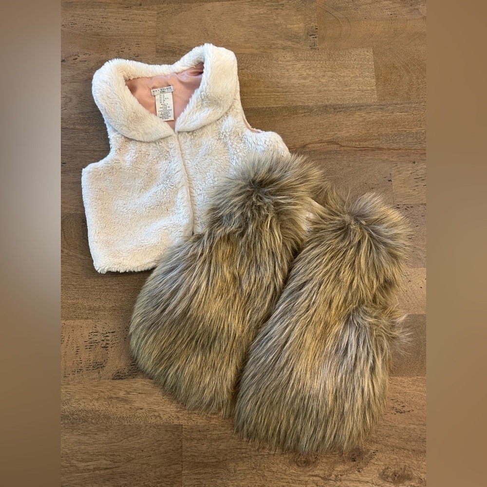 2 Pack Toddler Faux Fur Vests 2T-3T
